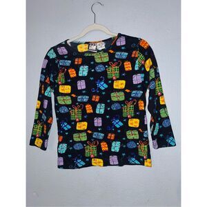 Take Two Vintage Christmas Present Print 3/4 Sleeve size M